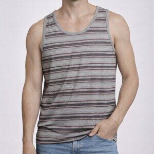 ✨ KAUN Striped Tank Top – Men’s XXL – Gray / Red / Black – Casual Summer Tee